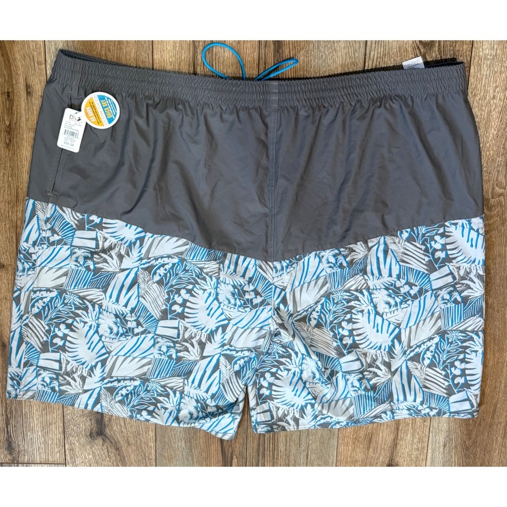 Rochester Swim Trunks Mens 5XLT GreyUV Tropical‎ Quick Dry Board Shorts NWT uv